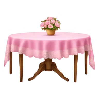 Big table with pink table cloth with lace  sticker