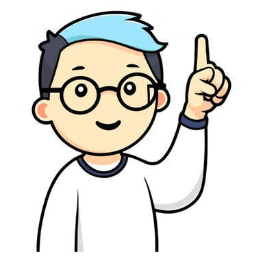 Nerd with finger up sticker