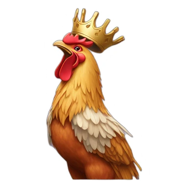 howling rooster with a crown on its head sticker