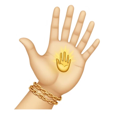 emojis for pendants with chains generally jewelry that is purposeful -- ethereal glowing hand with symbolic palm lines-- 5 fingers reading palm 
 sticker