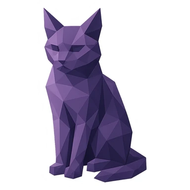 polygonal low-poly style purple cat sticker
