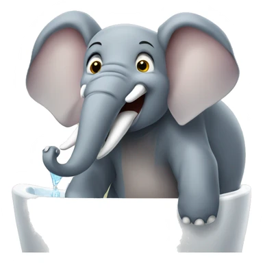 elephant brushing its teeth and singing "oh ho ho" sticker
