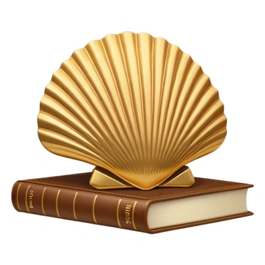 Scallop gold shell + beige book sticker