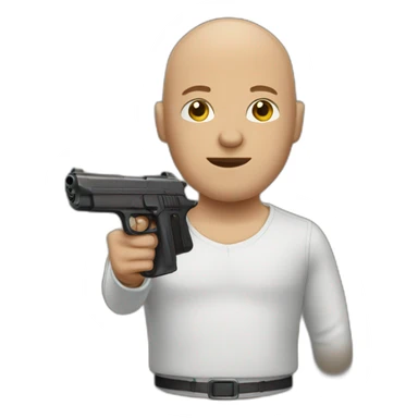 bald man with a gun sticker