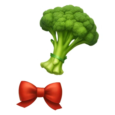 A brokkoli with a red bow  sticker