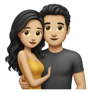 White couple with brown hair girl with black hair white boyfriend kissing each other sticker