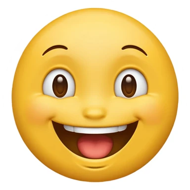 happy emoji with open mouth, smiling eyes, joyful, classic emoji style sticker