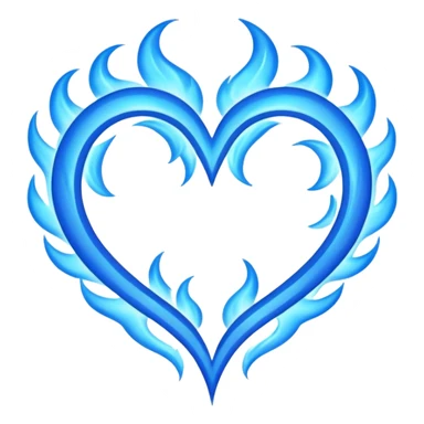 Blue flames in the shape of a heart, all blue heart sticker