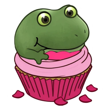 Raspberry cupcake with rose petal pieces  sticker