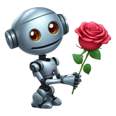 cute-robot-holds-a-rose sticker