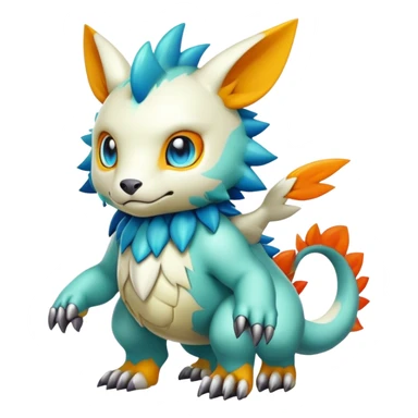 Cute cool colorful fantasy-Digimon-animal-hybrid full body sticker