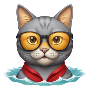 a bad kitty on the waves. make the cat look devlishish with a pair of ray bans on sticker