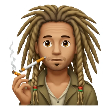 Musician with dreadlocks and ciga sticker