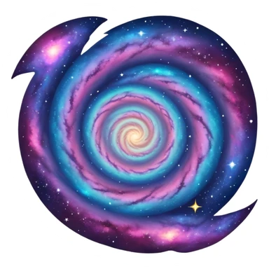 cosmic spiral galaxy with stars and nebula sticker