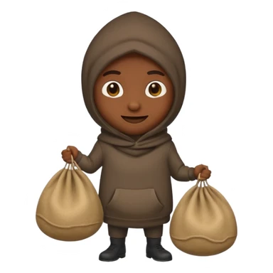 thief emoji holding a sack of loot, mischievous smile sticker