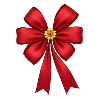 red bow with dark red flower texture sticker
