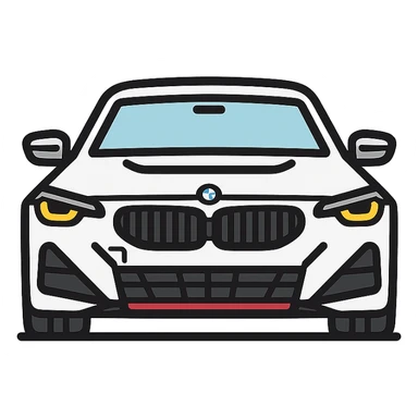white BMW M240i G42 front view clean detailed icon style sticker