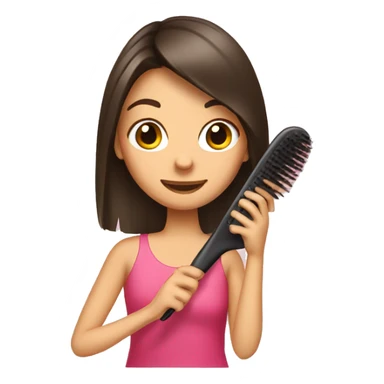 Brunette girl brushing hair  sticker