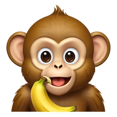 monkey making a goofy face with banana peel on head sticker