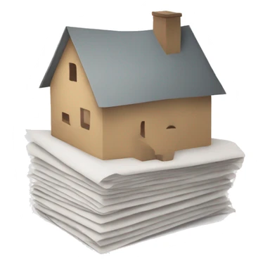 a stack of paper with a visible home symbol on it sticker
