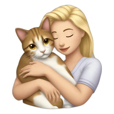white-women-cuddling-a-cat sticker