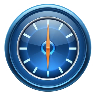 a round gauge, deep blue with a glowing effect, no numbers or markings, minimal design, apple emoji style sticker