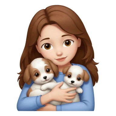 Chica castaña con su perrito pequeño blanco sticker