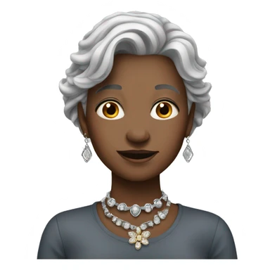 grey haired girl with jewelry sticker