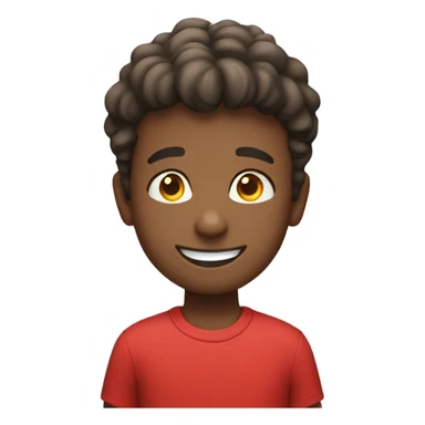 smiling boy in red shirt sticker