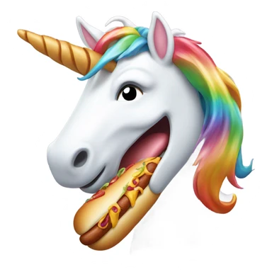 an unicorn eating hotdog sticker