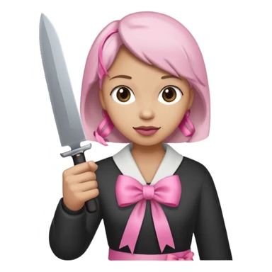 the handle of the knife is tied with a pink ribbon sticker