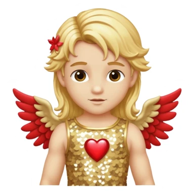 Cupid, God of Love from Gods and Goddesses with long golden blonde hair, cream sequin outfit sticker