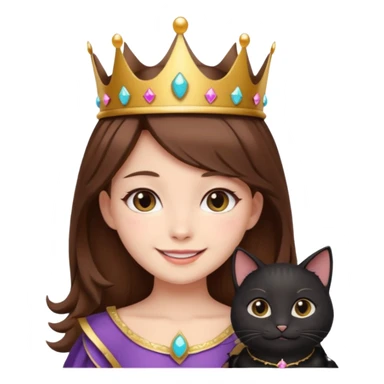 queen black cat kawaii brown hair girl sticker