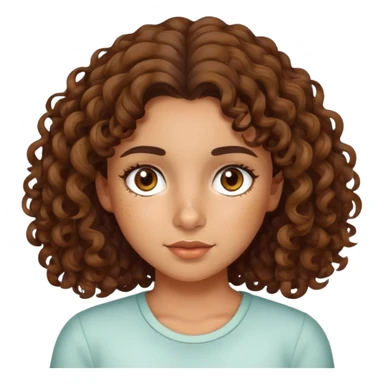 Olive skin girl with medium length brown curly hair and brown eyes and freckles  sticker