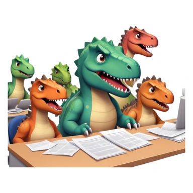 office Dinosaurs, angry, papers everywhere sticker