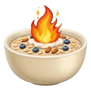 bowl of oatmeal with flames sticker