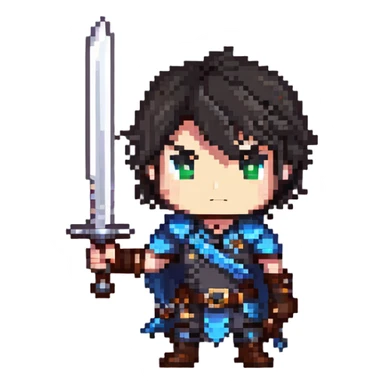 cute chibi male character with sword sticker