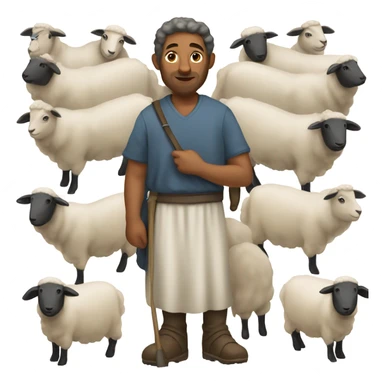 Shepherd of the sheep with people faces sticker