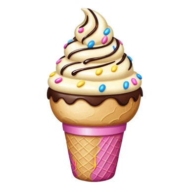Ice cream with sprinkles and chocolate syrup sticker