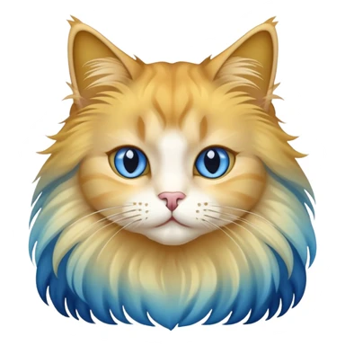 Blue and gold gradient long-haired cat sticker
