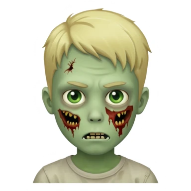 boy zombie with blonde hair and pale green skin sticker