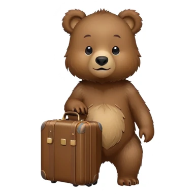 Baby Grizzly bear with a suitcase sticker