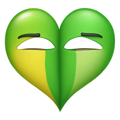 Half green and half yellow heart sticker