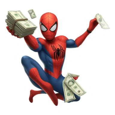 Spider-Man with money bags sticker