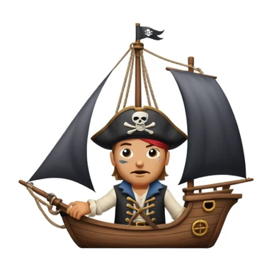 pirate with eye sailing a ship in strome sea background sticker