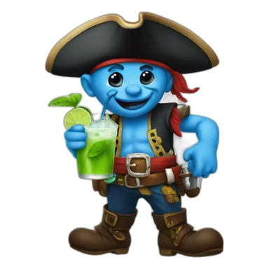 smurf pirate drinking mojito sticker