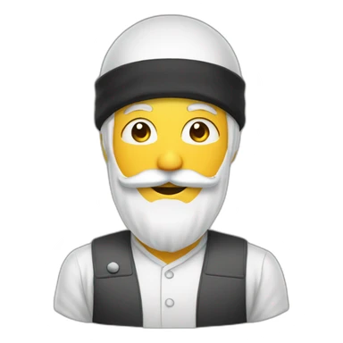 smiley face with white beard and moustache, wearing white muslim skullcap sticker