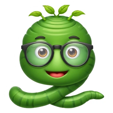 Nerdy worm sticker