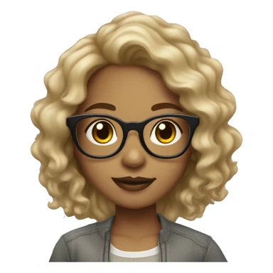 Light skin girl with wavy hair and clear glasses sticker