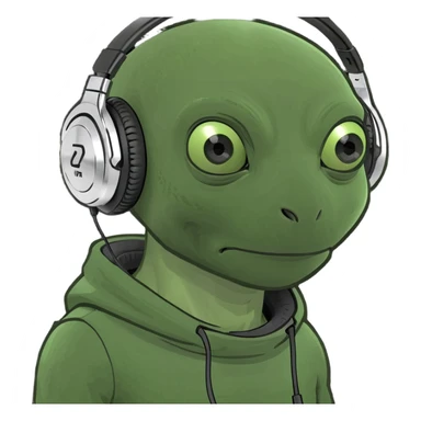 A cute alien with black head phones on sticker